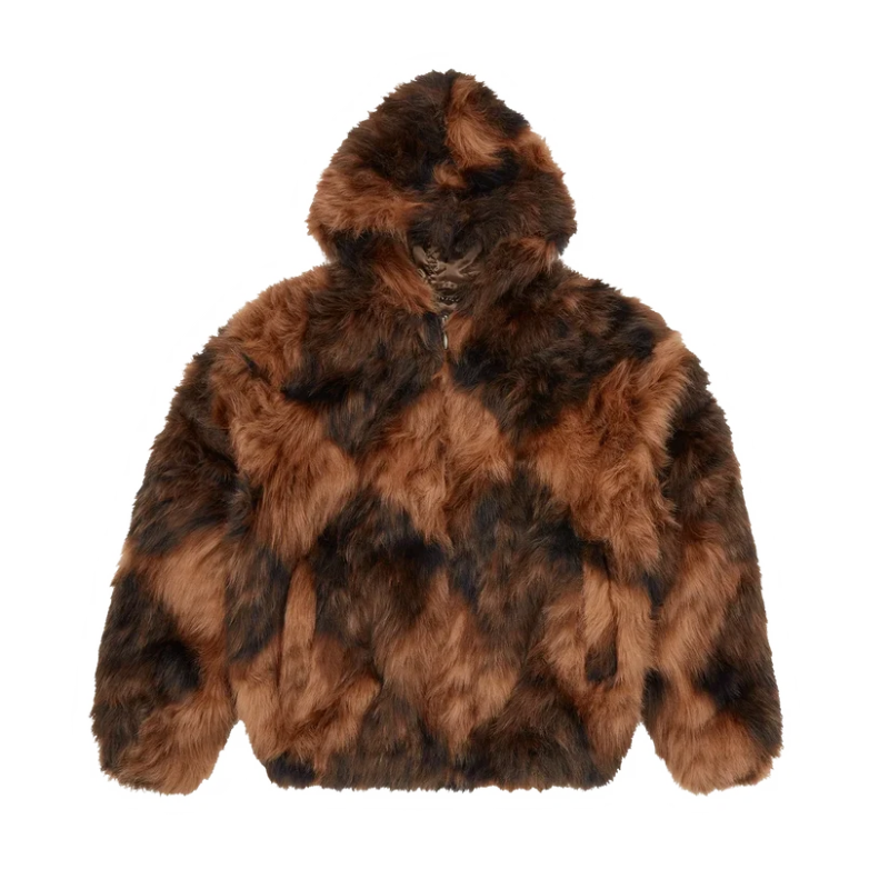 Corteiz Diamond Faux Fur Hooded Jacket