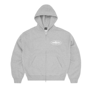 Men's Corteiz Island Puff Print Zip Hoodie – Heather Grey