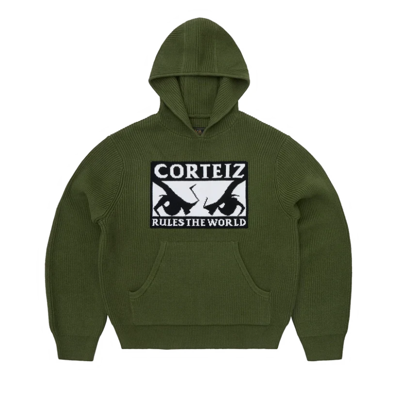 Corteiz Huey Knit Hoodie for Men – Olive