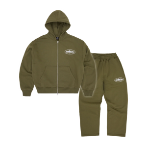 Men's Island Puff Print Olive Tracksuit