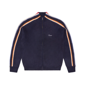Classic Navy Multi Stripe Zip Knit Top